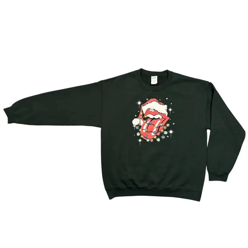 Rolling Stones Christmas Green Crewneck Sweatshirt Sweater Mens Size Large - Picture 3 of 6